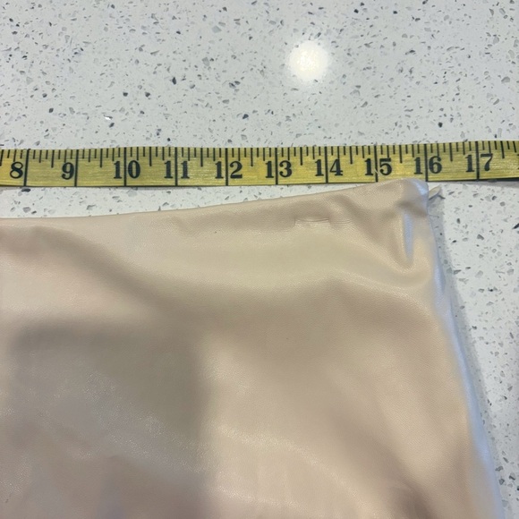 Akaiv Two-Tone Brown and Cream faux leather Skirt Fully lined Side zip - Picture 9 of 10